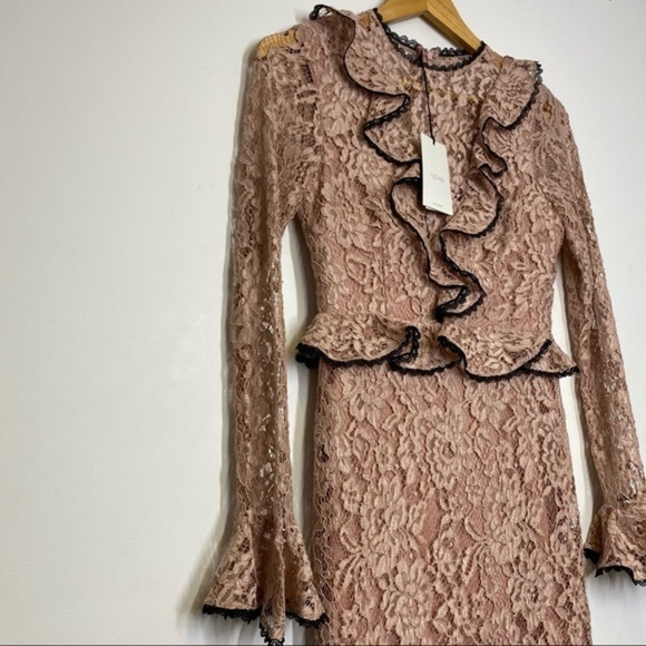 NWT Alexis Mariette Lace Ruffle Dress in Pink Women Size XS - Picture 6 of 10